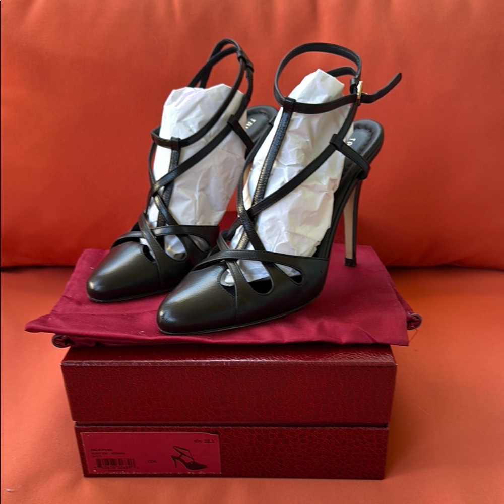 Tamara Mellon Elegant Black Strappy Heels